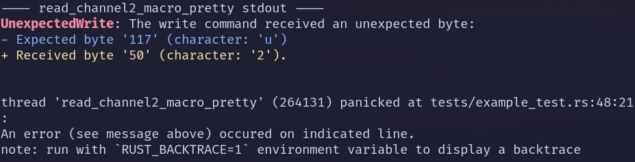 Error message when using the provided u! macro instead of unwrapping results.